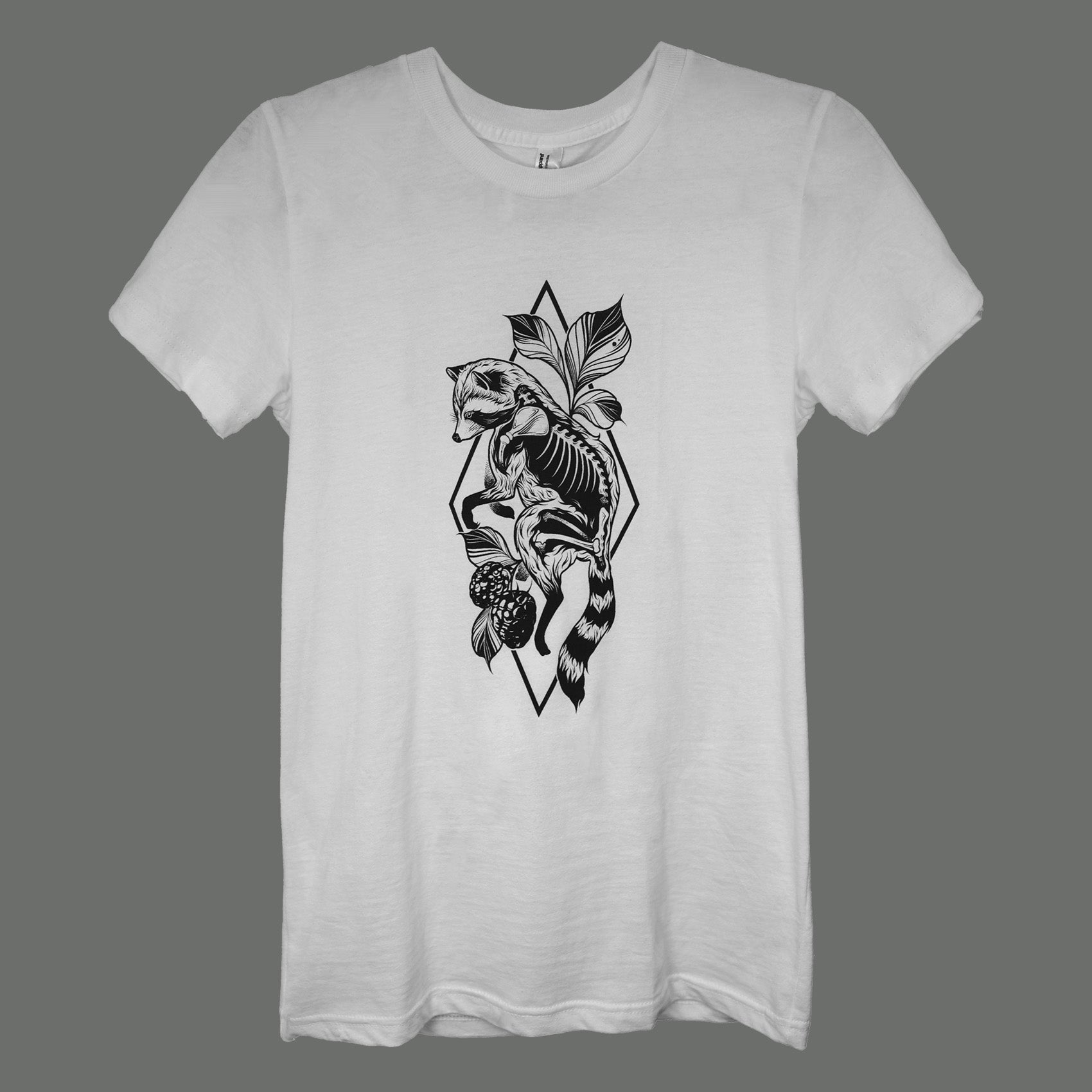 Damen T-Shirt Racoon – Waschbär Siebdruck vorne, grau