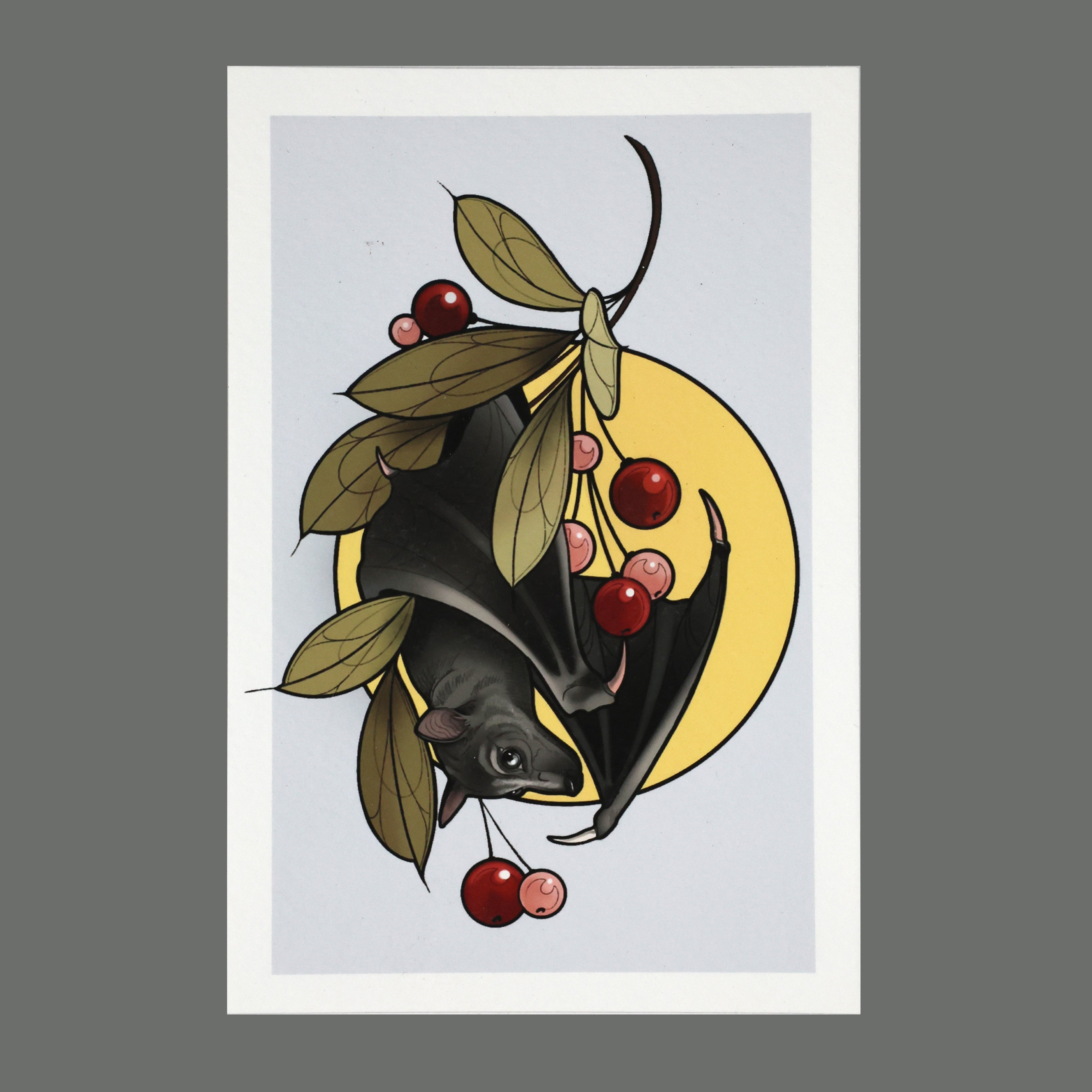 Fine Art Print A5 Flying Fox – Flughund Kirschzweige Illustration | Grim Alchemy St. Gallen