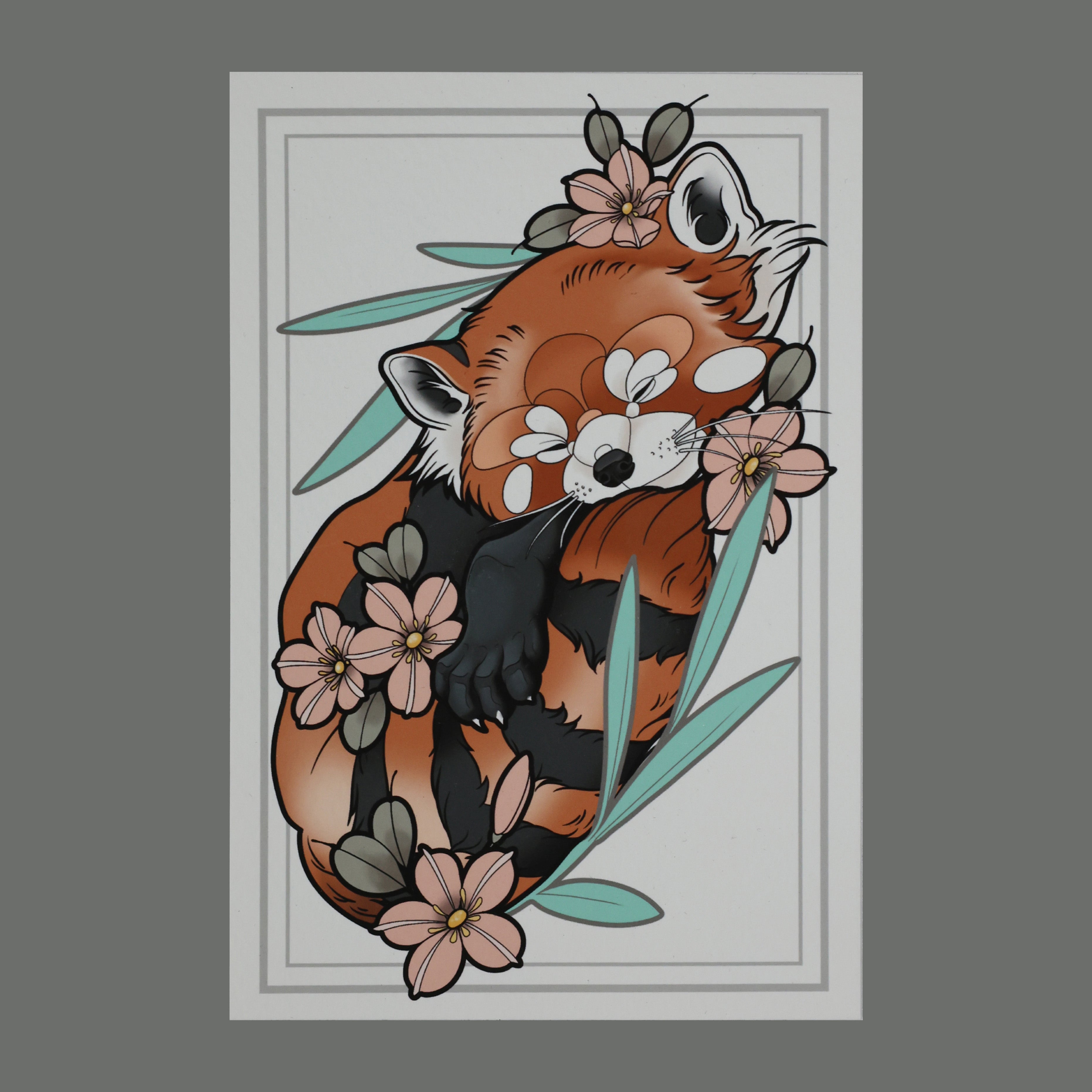 Fine Art Print A5 Red Panda – schlafender roter Panda Illustration | Grim Alchemy St. Gallen
