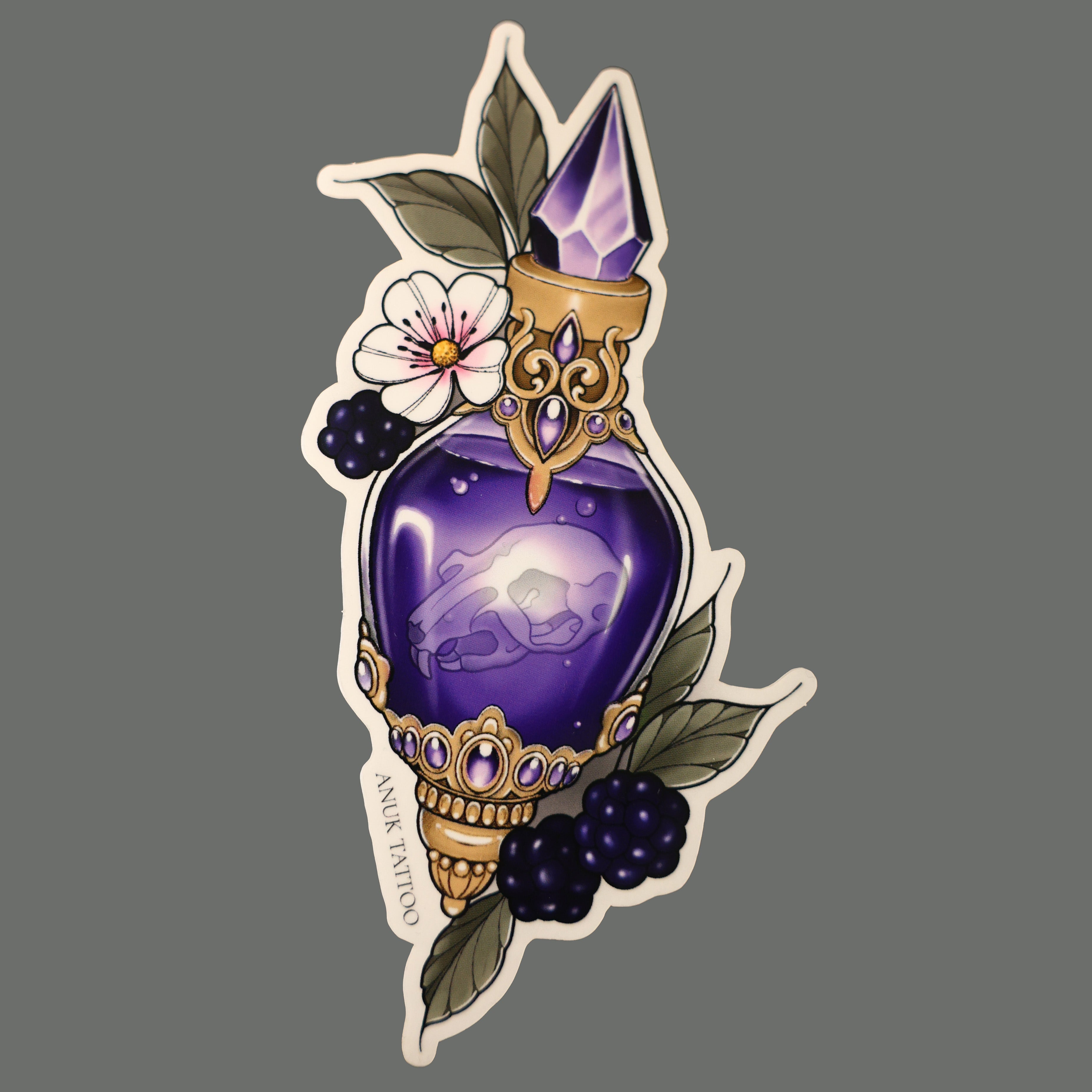 Sticker Poison Flask – Giftflasche Kristall Vinyl Aufkleber | Grim Alchemy St. Gallen